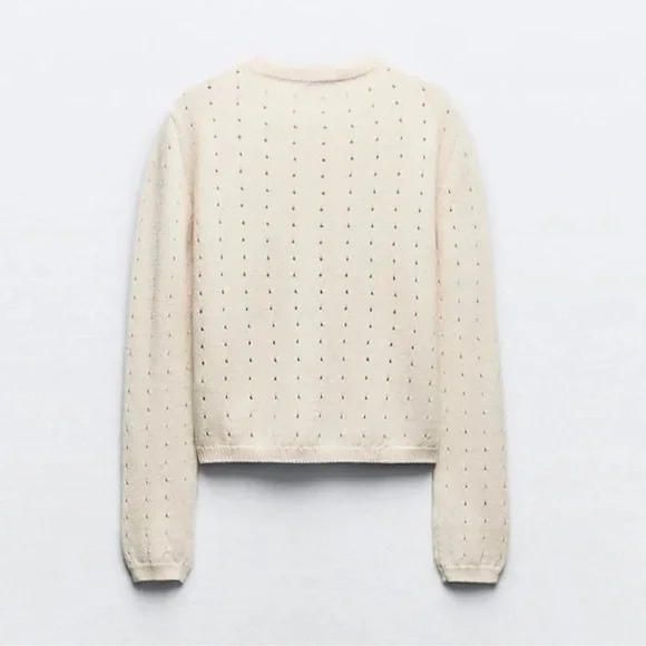 ZARA PEARL KNIT CARDIGAN SIZE M NWT - Picture 7 of 7